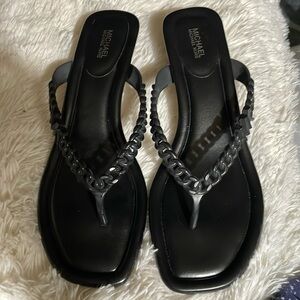 MICHAEL Michael Kors Black Chain Thong Sandals